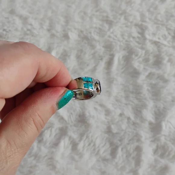 Sterling Silver Amethyst Opal Ring - Picture 6 of 6